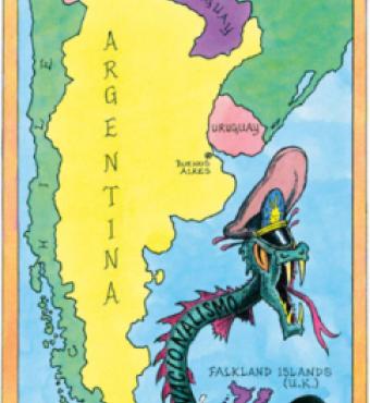 cartoon map of southern South America