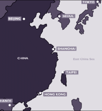 Map of China and Hong Kong