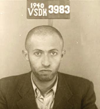 Menachem Begin pictured in his secret-police mug shot