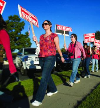 Teachers picket in La Habra last December