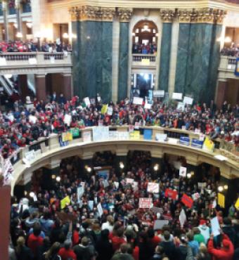 Protestors at Wisconsin capitol building