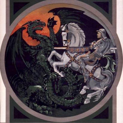 Poster Collection UK 184 showing a knight on a white horse slaying a dragon surrounded by the text "Britain Need You At Once"