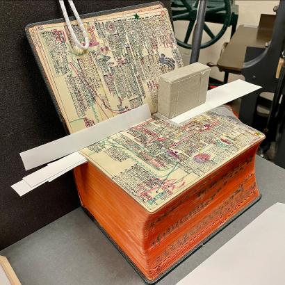 Masuo Kitaji's Companion Bible undergoing conservation treatment