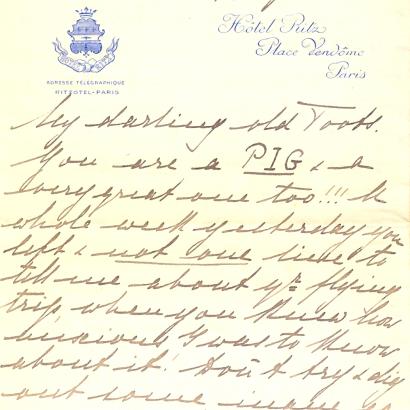 Handwritten letter on yellow paper from Grand Duchess to Princess Nina