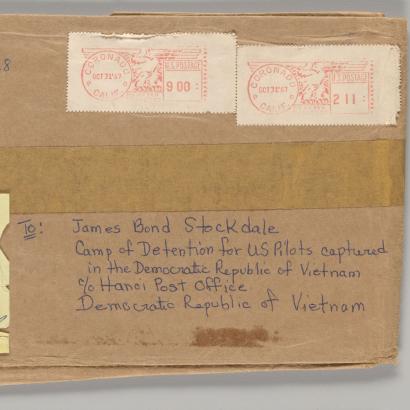 Stamped brown envelope from Sybil Stockdale to James B. Stockdale