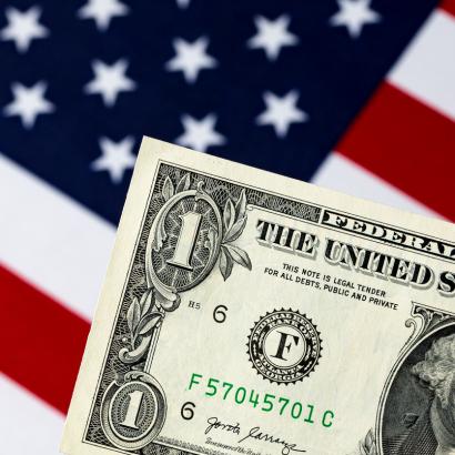 American Flag with Dollar Bill