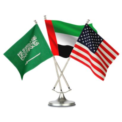 UAE, Saudi, and US flags