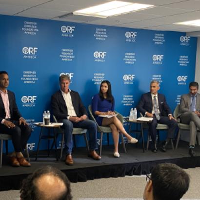 Hoover Institution and ORF panelist (right to left): Siddharth Iyer, Joseph Felter, Medha Prasanna (moderator), Paul Kapur, and Dhruva Jaishankar