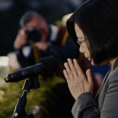 Caption: Taiwan's first woman President, Tsai Ing-wen, in a scene from "Invisible Nation," directed by Vanessa Hope. Photo: Laura Hudock. Courtesy: Invisible Nation.