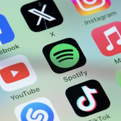 Phone screen with different social media platforms