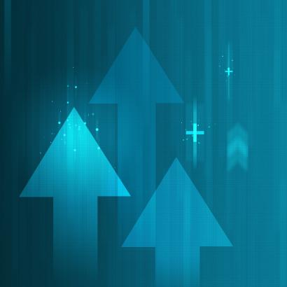 Economics graphic, arrows pointing up