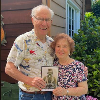 Cover of book "Forgotten Aviator" and authors Barry and Carolyn Martin