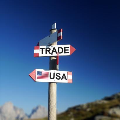 USA and trade war concept stock photo