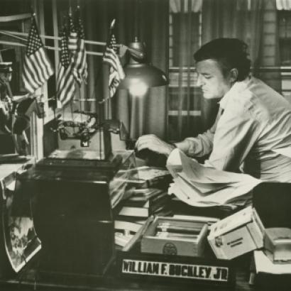 William F. Buckley Jr. at his typewriter