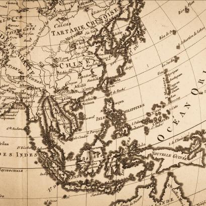 Old world map, Japan and East Asia stock photo