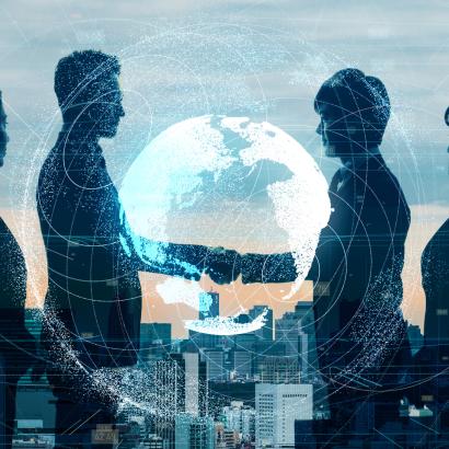 Global business concept. Shaking hands businessperson. stock photo