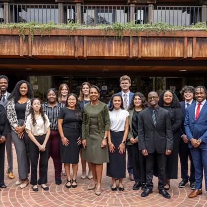 AFC Fellows are seen with Hoover Institution Director Condoleezza Rice on October 1, 2025. (Daniel Beck)