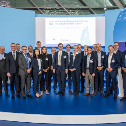 Scholars from across the United States and European Union participated in the Tenth Annual ECB Research Conference on “The Next Financial Crisis?,” organized jointly with the Hoover Institution. Photo credit: Andrej Hanzekovic/ECB