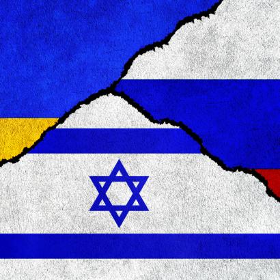 Diplomatic relations between Russia, Israel and Ukraine - stock illustration
