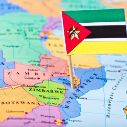 Map and flag of Mozambique stock photo