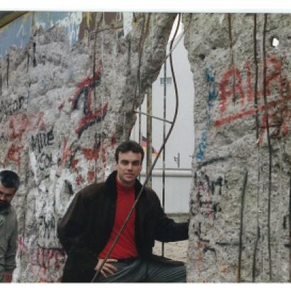 Andrew Nagorski at the Berlin Wall, early 1990, shortly after it fell