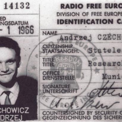 Radio Free Europe identity card of Andrzej Czechowicz (Andrzej Czechowicz Papers, Box 1, Hoover Institution Archives)