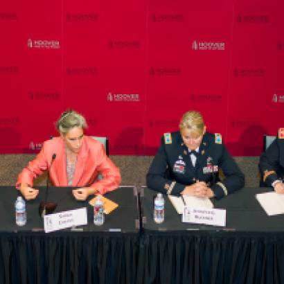 “A Hundred Years Later: Women and War Today” featured panelists Gil-li Vardi, Sarah Chayes, Colonel Jennifer G. Buckner, and Colonel Tracey Roou.