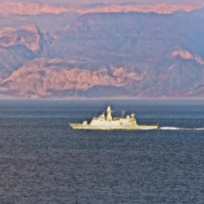 Navy boat patrolling in the Gulf of Aqaba