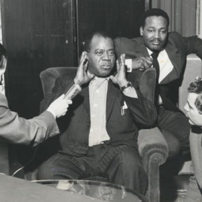 Louis Armstrong visits with Radio Liberty reporters