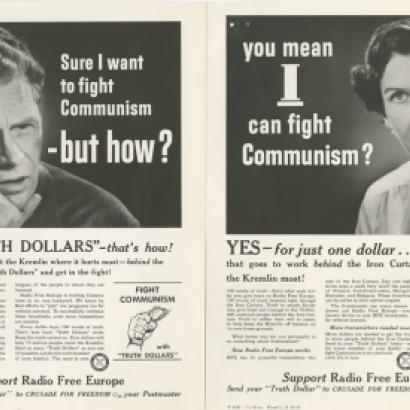 Proofs of advertisements from the Crusade for Freedom Advertising Council&#039;s &quot;Truth Dollar&quot; campaign, 1954  (Radio Free Europe/Radio Liberty, Inc. Corporate Records, Box 2236, Folder 1)