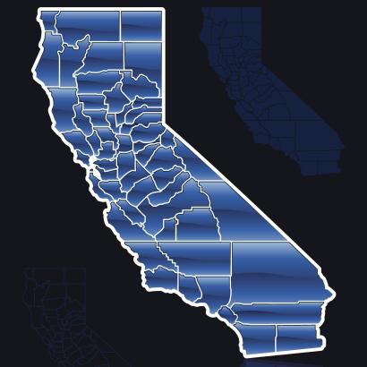 Blue map of California