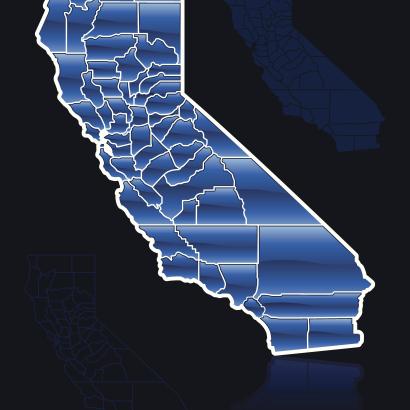 Blue map of California