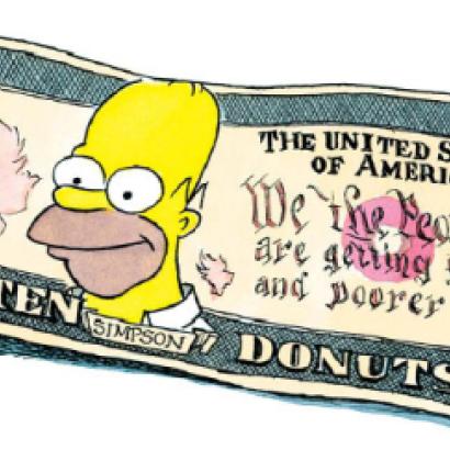 $10 bill with picture of Homer Simpson