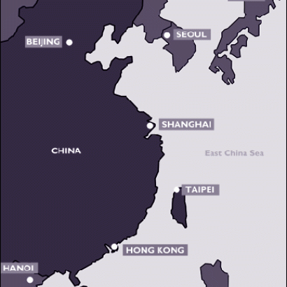 Map of China and Hong Kong