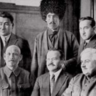 Soviet premier Vyacheslav Molotov and Uzbek party leaders