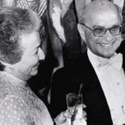 Rose and Milton Friedman at the Nobel ball, 1976