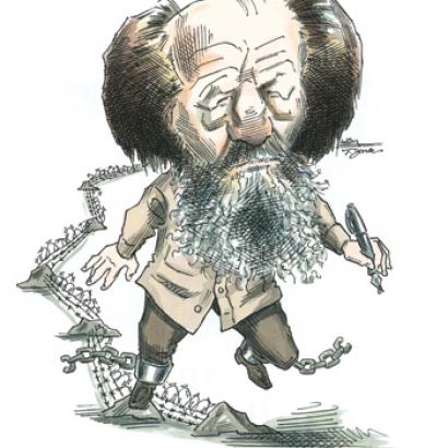 cartoon of Aleksandr Solzhenitsyn