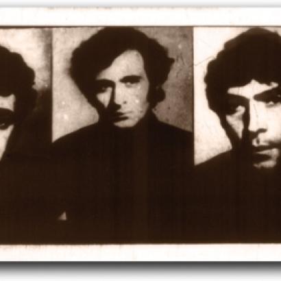 Microfilmed images from a KGB dossier show, left to right, Akop Stepanian, Stepan Zatikian, and Zaven Bagdasarian.