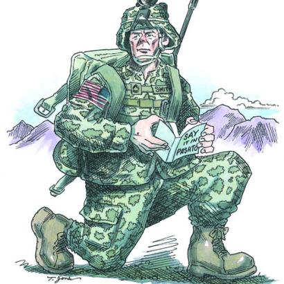 Solider with book