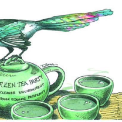 bird on teapot