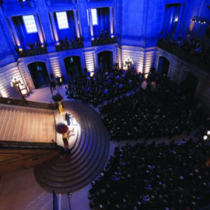 George Shultz speaks at SF rotunda