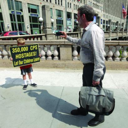 young child with sign