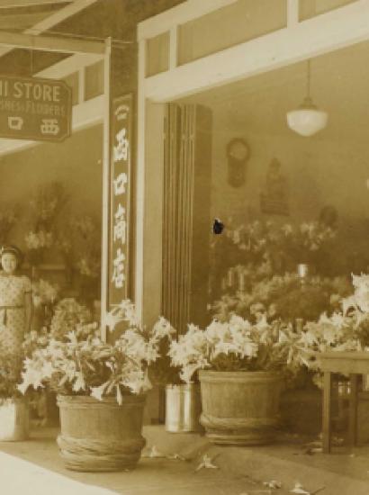 Nishiguchi Storefront woman standing amongst flowers