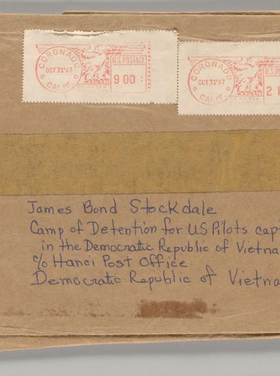 Stamped brown envelope from Sybil Stockdale to James B. Stockdale