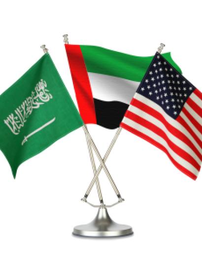 UAE, Saudi, and US flags