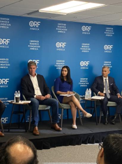 Hoover Institution and ORF panelist (right to left): Siddharth Iyer, Joseph Felter, Medha Prasanna (moderator), Paul Kapur, and Dhruva Jaishankar