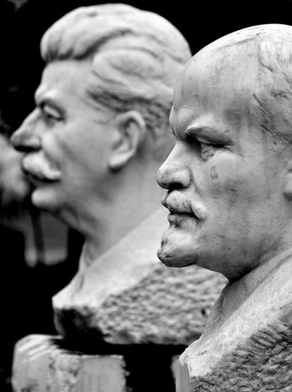 Lenin and Stalin Statue in Moscow stock photo