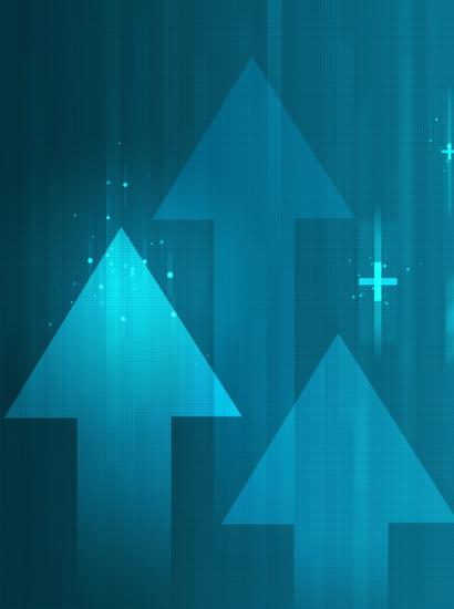Economics graphic, arrows pointing up
