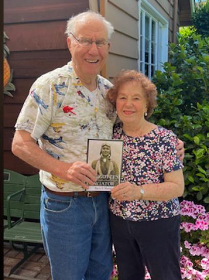 Cover of book "Forgotten Aviator" and authors Barry and Carolyn Martin