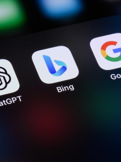 ChatGPT, Bing and Google stock photo